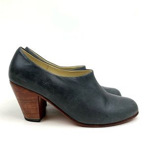 Nisolo Austin Mule Bootie Smoke Black Leather Stacked Heel Clog Boot Size 8